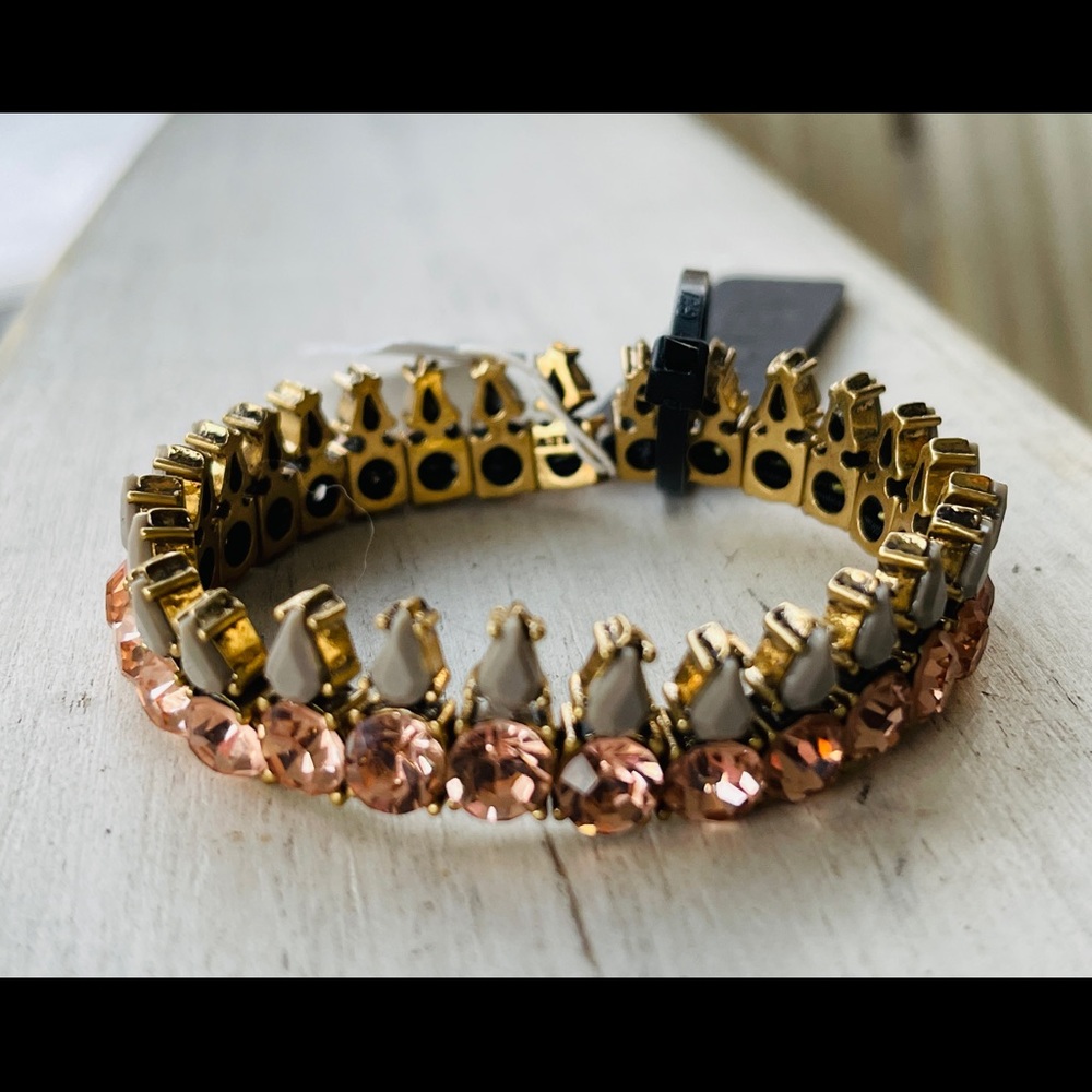 J Crew Pink Crystal Elastic Bracelet
